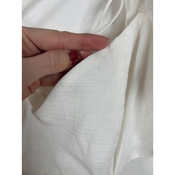 Lulus Mini Dress Womens M White Cotton Linen Puff Sleeve Lace Up Back MD2965LU - Picture 9 of 9